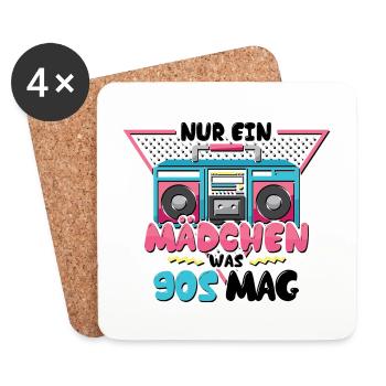 Nur ein Mädchen was 90s mag - Untersetzer (4er-Set) - Weiß - Vorne