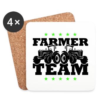Équipe de tracteurs agriculteurs - Dessous de verre (lot de 4) - blanc - Devant
