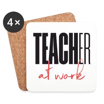 Enseignant au travail - Dessous de verre (lot de 4) - blanc - Devant