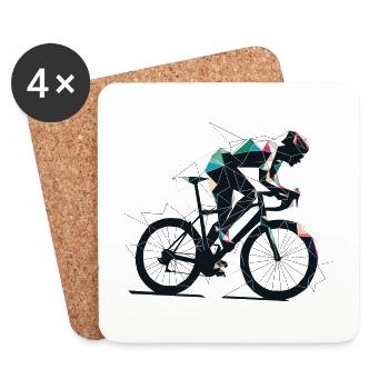 Vector Polygon Cyclist Road Bike Road Cyclist - Coasters (set of 4) - white - Front