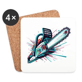 Vector Polygon Chainsaw - Coasters (set of 4) - white - Front