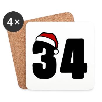 34 Numéro Noël - Dessous de verre (lot de 4) - blanc - Devant