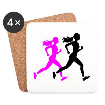 Running Marathon Woman Silhouette - Coasters (set of 4) - white - Front