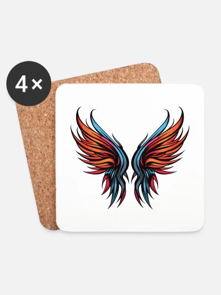 Flügel Symbol - Untersetzer (4er-Set) - Weiß