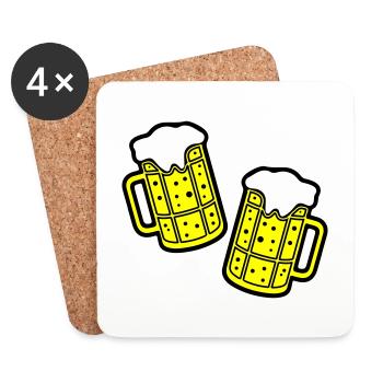 Alcool symbole de la bière - Dessous de verre (lot de 4) - blanc - Devant