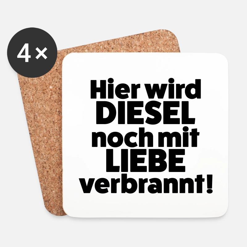 Hier wird Diesel noch mit Liebe verbrannt - Untersetzer (4er-Set) - Weiß