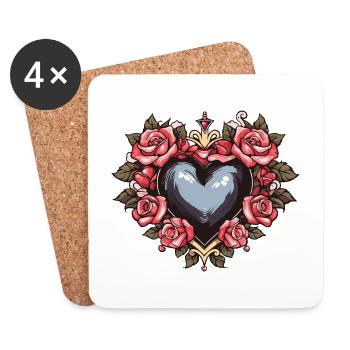 Herz Symbol Liebe - Untersetzer (4er-Set) - Weiß - Vorne