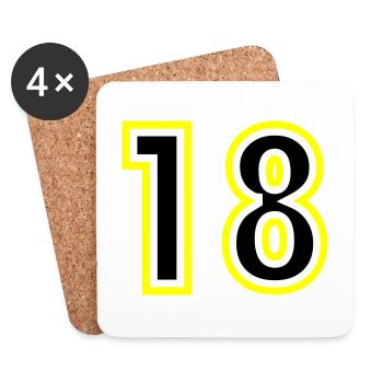 18 Zahl College - Untersetzer (4er-Set) - Weiß - Vorne