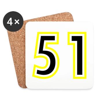 51 Zahl College - Untersetzer (4er-Set) - Weiß - Vorne