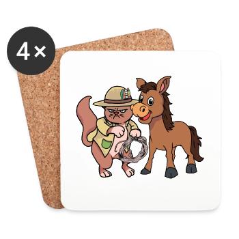 Wilder Westen Katze Esel Pferd Reiter Farmer Kind - Untersetzer (4er-Set) - Weiß - Vorne