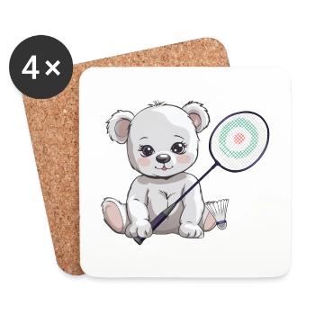 Teddy Tennis Joueur de Tennis Raquette de Tennis Enfant - Dessous de verre (lot de 4) - blanc - Devant