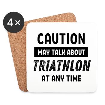 Attention : on peut parler de triathlon à tout moment - Dessous de verre (lot de 4) - blanc - Devant