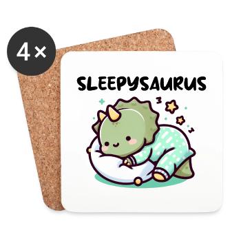 Sleepysaurus Official Sleep Outfit Sleep Shirt - Coasters (set of 4) - white - Front