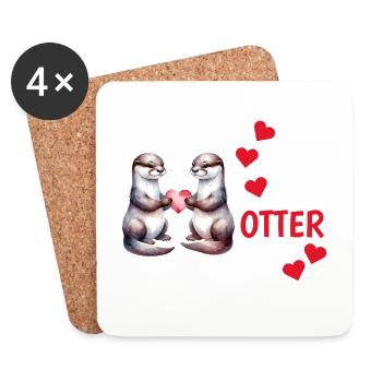 Otter half liebe geschenk - Untersetzer (4er-Set) - Weiß - Vorne
