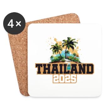 Thailand 2025 Palmen - Untersetzer (4er-Set) - Weiß - Vorne