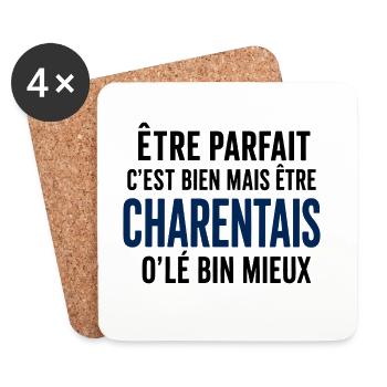 Être parfait, c’est être Charentais - Dessous de verre (lot de 4) - blanc - Devant