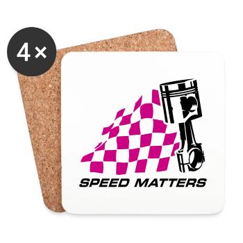 QUESTIONS DE VITESSE (RACE FLAG, PISTON) - Dessous de verre (lot de 4) - blanc - Devant