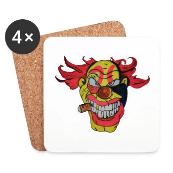 Clown d'horreur avec un cigare au look comique - Dessous de verre (lot de 4) - blanc - Devant