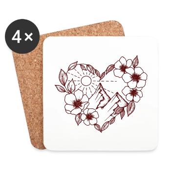 Mountains in the heart of flowers - Coasters (set of 4) - white - Front