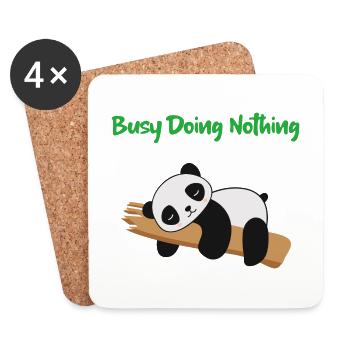 Occupé à ne rien faire Panda dans l’arbre - Dessous de verre (lot de 4) - blanc - Devant