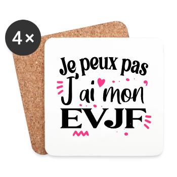 EVJF Enterrement de vie de jeune fille mariée - Dessous de verre (lot de 4) - blanc - Devant