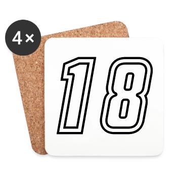 18 Numéro de numéro - Dessous de verre (lot de 4) - blanc - Devant