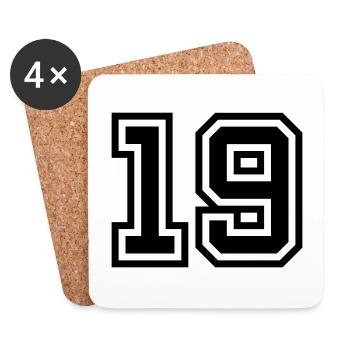 19 number symbol - Coasters (set of 4) - white - Front