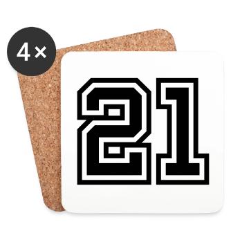 Symbole numérique 21 - Dessous de verre (lot de 4) - blanc - Devant