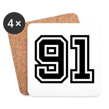 91 Number Symbol - Coasters (set of 4) - white - Front