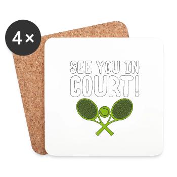 Rendez-vous au tribunal Drôle de tennis Avocat - Dessous de verre (lot de 4) - blanc - Devant