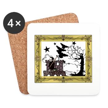 Horror Middle Ages Castle Fortress Grim Reaper Death - Coasters (set of 4) - white - Front