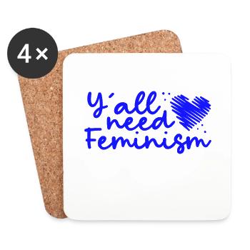 Cadeau féministe L’égalité des droits des femmes dont vous avez tous besoin - Dessous de verre (lot de 4) - blanc - Devant