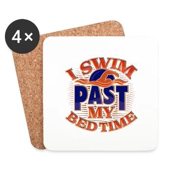 Swimmer Gift Swim Past My Bedtime Swim Team Gifts - Coasters (set of 4) - white - Front