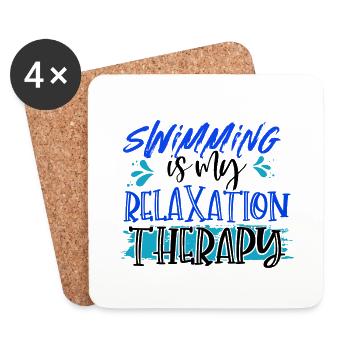 Schwimmergeschenke Schwimmen ist meine Entspannungstherapie - Untersetzer (4er-Set) - Weiß - Vorne