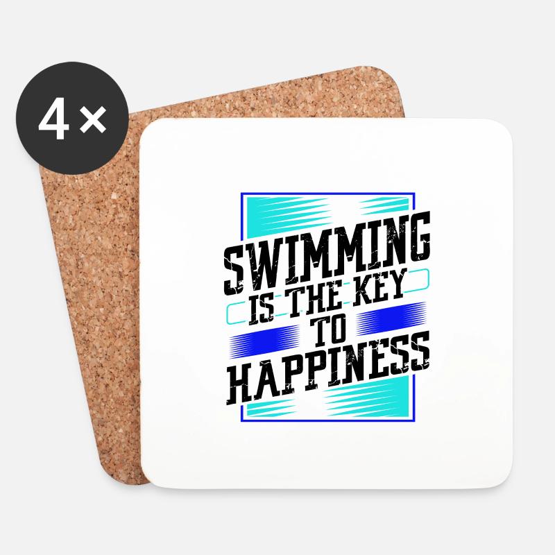 Schwimmergeschenk Schwimmen ist der Schlüssel zum Glücksspaß - Untersetzer (4er-Set) - Weiß