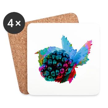 brombeere,blau,pop-art,blau,malerei,pink,graffiti - Untersetzer (4er-Set) - Weiß - Vorne
