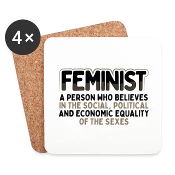 Feminist Social Political Economic Equality of - Coasters (set of 4) - white - Front
