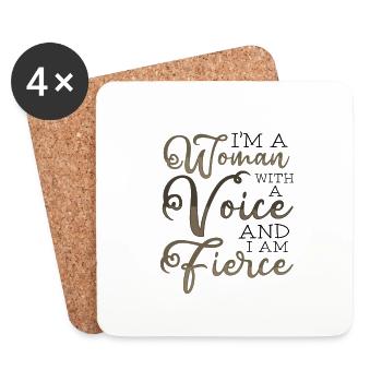 Femme cadeau féministe avec une voix Féminisme féroce - Dessous de verre (lot de 4) - blanc - Devant