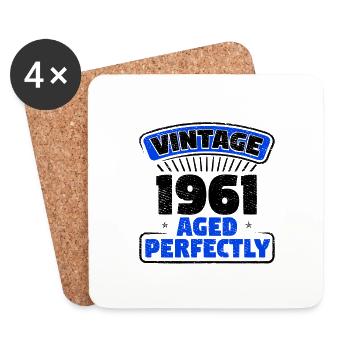 Vintage 1961 Aged Perfectly Birthday Gifts - Coasters (set of 4) - white - Front