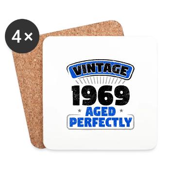 Vintage 1969 Aged Perfectly Geburtstagsgeschenkidee - Untersetzer (4er-Set) - Weiß - Vorne