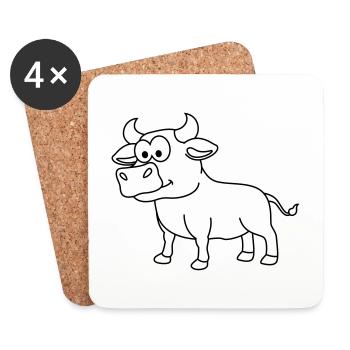 Stier Comic Tier - Untersetzer (4er-Set) - Weiß - Vorne