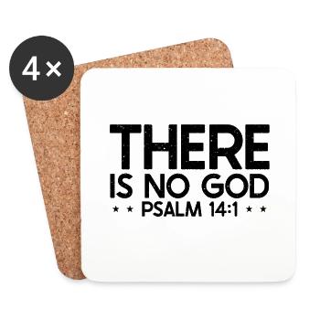 Bible Verse There is No God Psalm 14.1 Christian - Coasters (set of 4) - white - Front