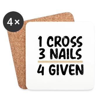 Christian Gifts 1 Cross 3 Nails 4 Given Christian - Coasters (set of 4) - white - Front