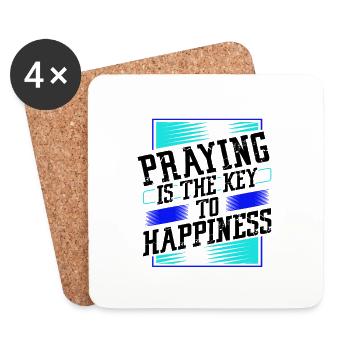 Christian Gift Praying Key to Happiness Prayer - Coasters (set of 4) - white - Front