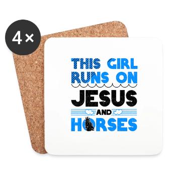 Horse Lover Girl Runs on Jesus and Horses - Coasters (set of 4) - white - Front