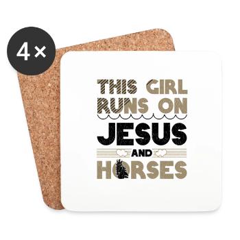 Horse Lover Girl Runs on Jesus and Horses - Coasters (set of 4) - white - Front