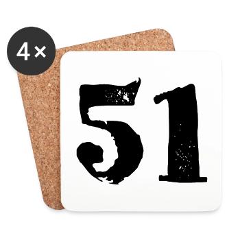 51 Zahl Trikot - Untersetzer (4er-Set) - Weiß - Vorne
