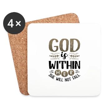 Christian Woman Gifts God is Within Her She Will - Coasters (set of 4) - white - Front