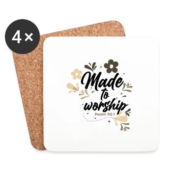 Christianity Made to Worship Christian Gift Ideas - Coasters (set of 4) - white - Front