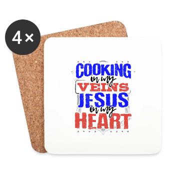 Cook Gift Chef Geschenk Kochen ist in meinen Adern Jesus - Untersetzer (4er-Set) - Weiß - Vorne